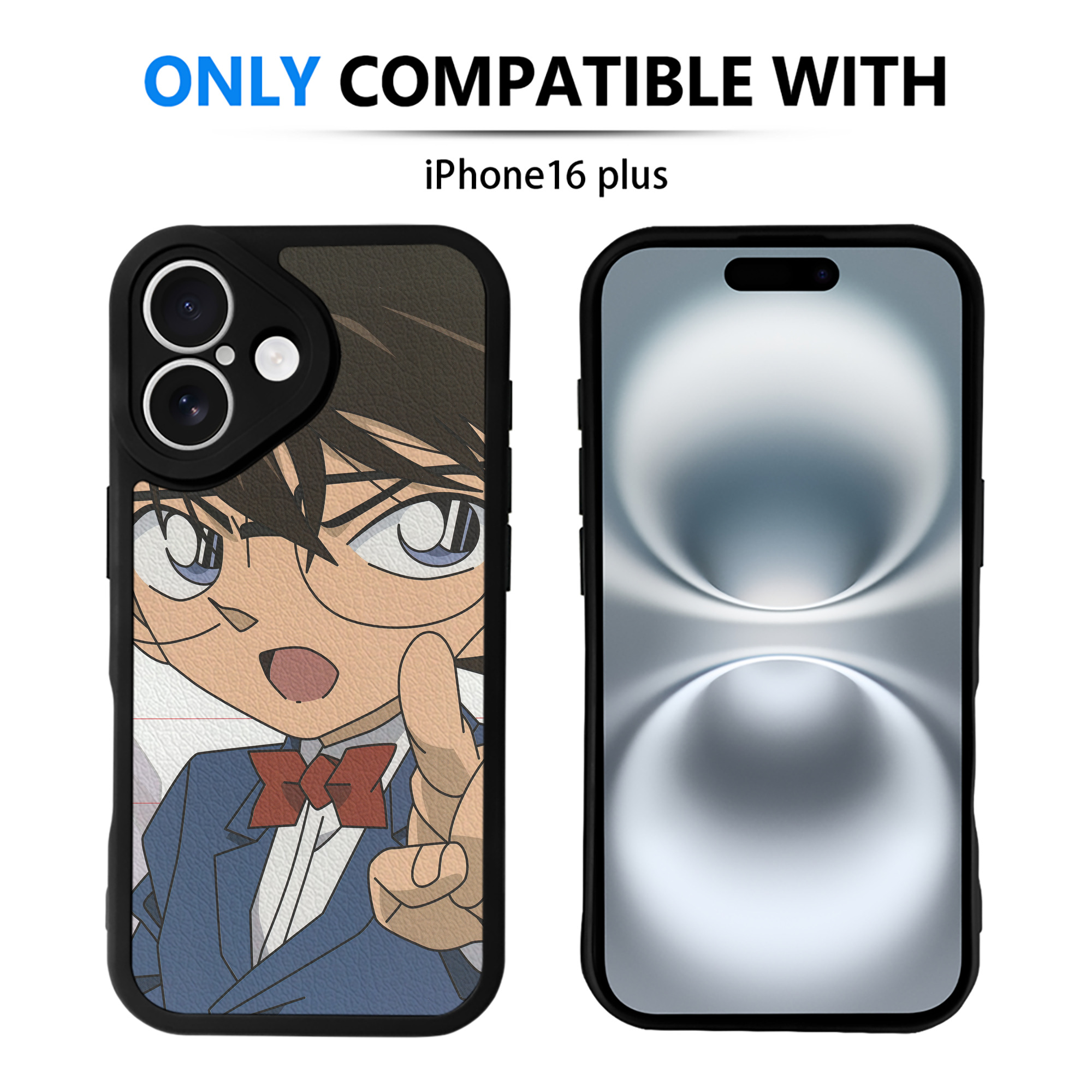 （画像用） 名探偵コナン Detective Conan 【iPhone 16シリーズ対応】シリコンスマホケース（レザー調） 材質：シリコン